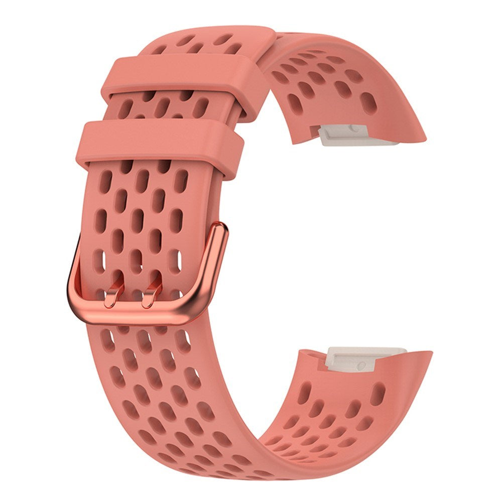 Fitbit Charge 6 / 5 Silikonarmband med Hål - Rosa