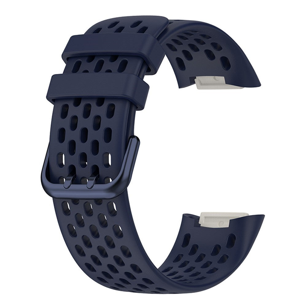 Fitbit Charge 6 / 5 Silikonarmband med Hål - Blå
