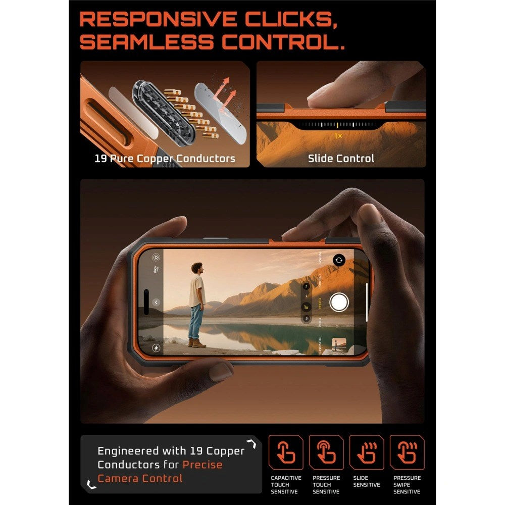 iPhone 17 Pro SUPCASE UB GRIB PRO MAG Skal m. Skärmskydd - MagSafe Kompatibel - Genomskinlig / Orange