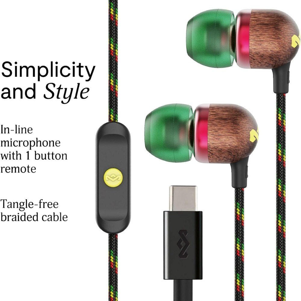 House of Marley Smile Jamaica USB-C In-Ear Hörlurar - Rasta