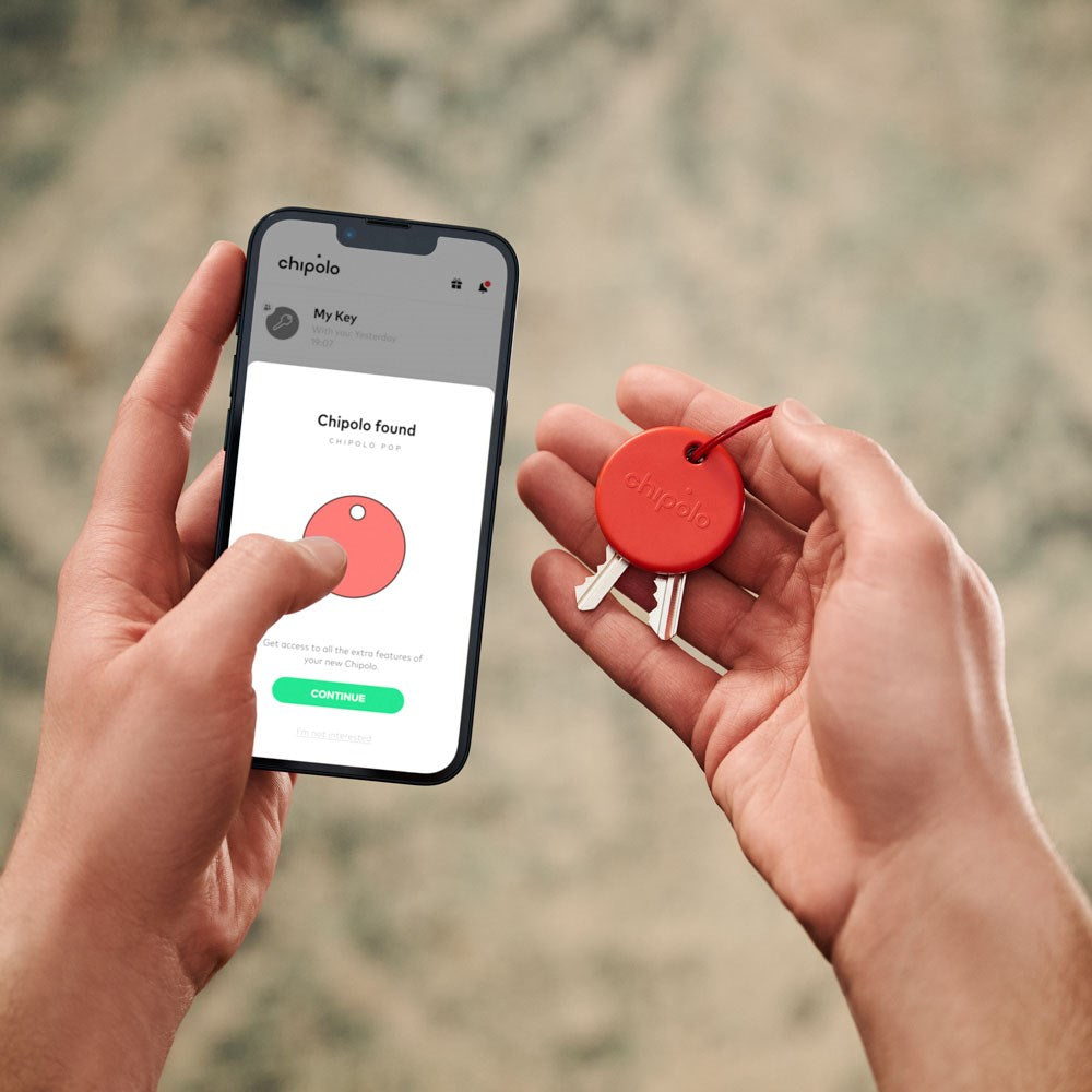 Chipolo POP Bluetooth GPS Tracker - Kompatibel med Apple Find My & Google's Find My Device - Röd