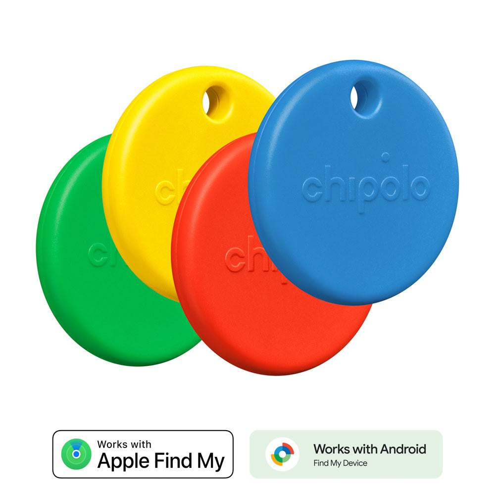 Chipolo POP Bluetooth GPS Tracker - Kompatibel med Apple Find My & Google's Find My Device - 4 Stk. - Grön / Gul / Röd / Blå