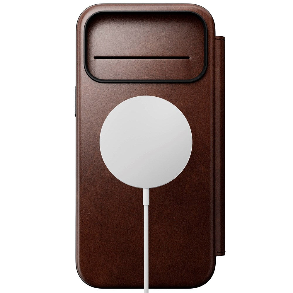 Nomad iPhone 17 Pro Max Modern Horween Leather Folio Case - MagSafe Kompatibel - Rustic Brown