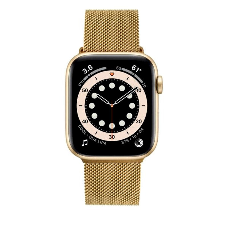 Apple Watch (38 / 40 / SE / 41 / 42mm) Fixed Mesh Metall Rem - Guld