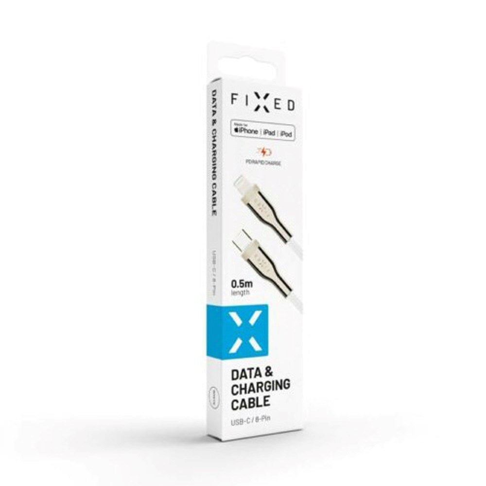 Fixed Metal USB-C till Lightning MFi PD Kabel 60W - 50cm - Vit