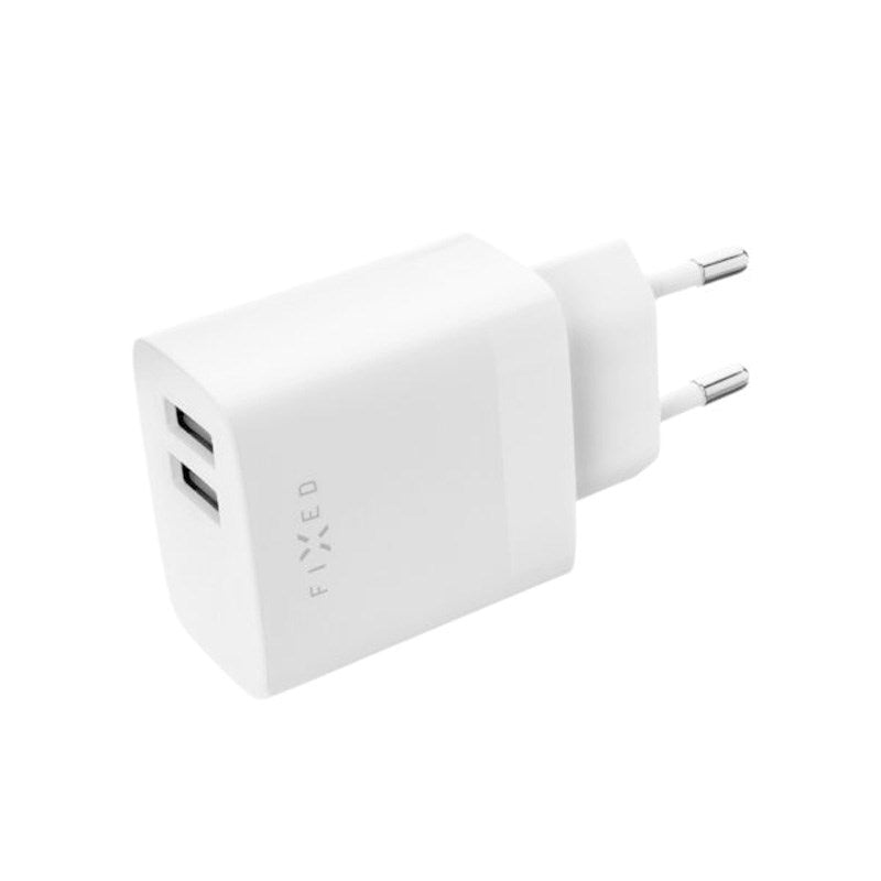 Fixed Väggladdare m. 2x USB-A / 1x USB-C Kabel 17W - 1m - Vit