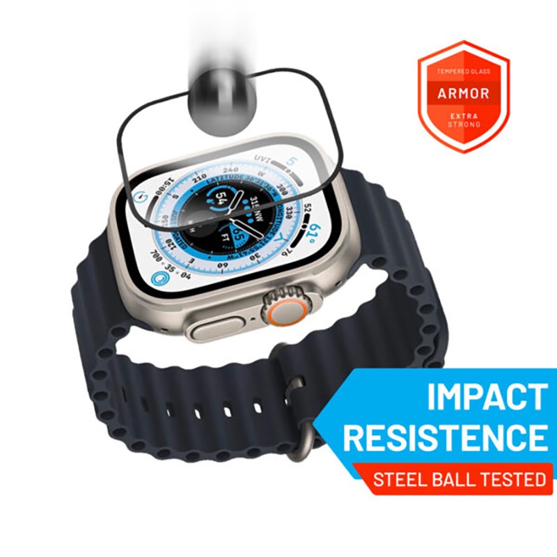 Fixed Apple Watch Ultra 1/2/3 (49mm) Armor Skärmskydd i Härdat Glas - Svart Kant