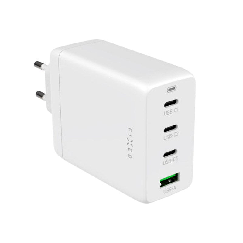 Fixed GaN 100W Väggladdare m. 3x USB-C / 1x USB-A - Vit