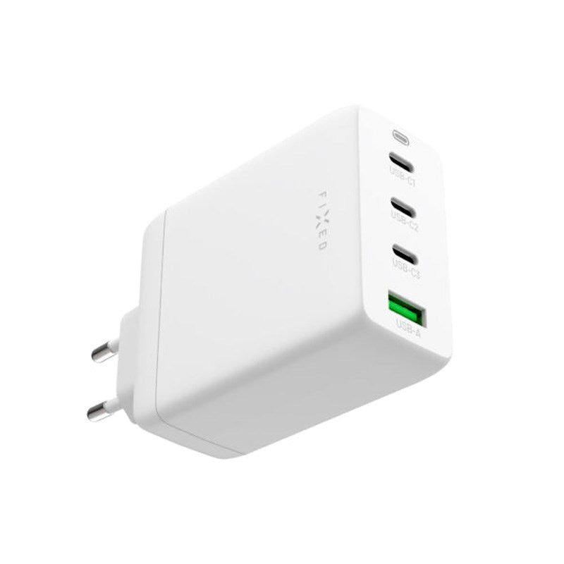 Fixed GaN 100W Väggladdare m. 3x USB-C / 1x USB-A - Vit