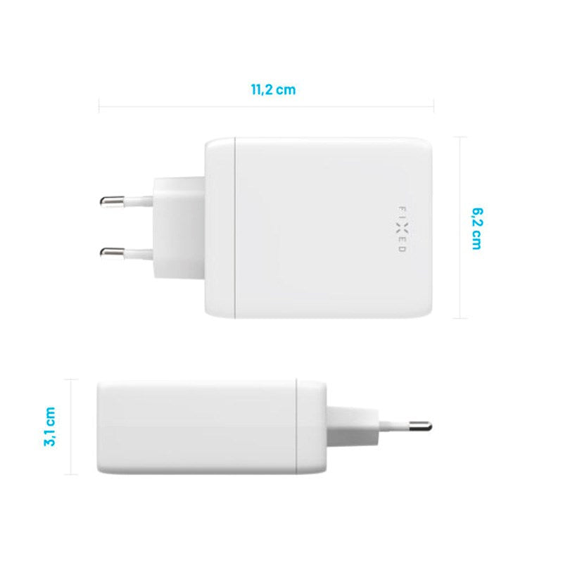 Fixed GaN 100W Väggladdare m. 3x USB-C / 1x USB-A - Vit