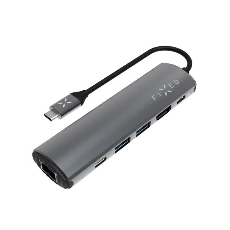 Fixed 100W HubPro 6-i-1 USB-C Multiport Adapter - Grå