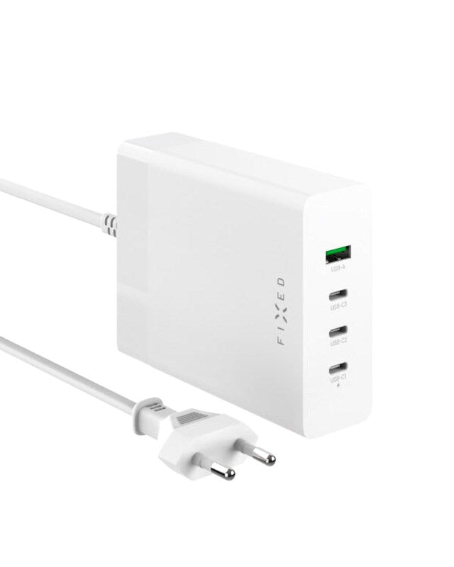 Fixed GaN Bordladdare 200W - 3x USB-C / 1x USB-A - Vit