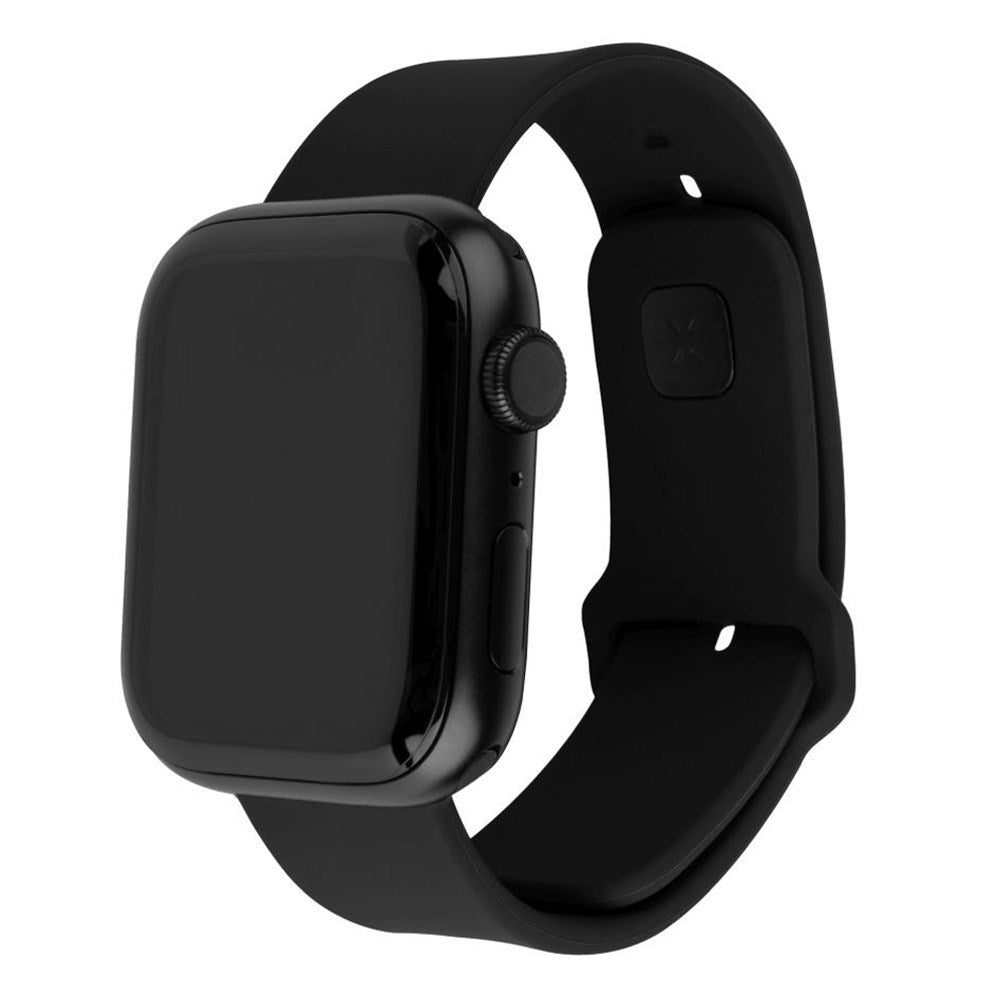 Fixed Apple Watch (42/44/SE/45/46/49mm) Sporty Wide Silikonremset - Svart