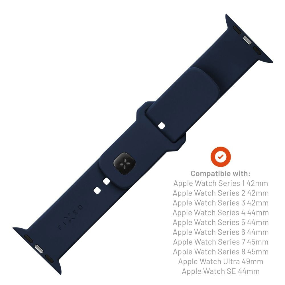 Fixed Apple Watch (42/44/SE/45/46/49mm) Sporty Wide Silikonremset - Blå