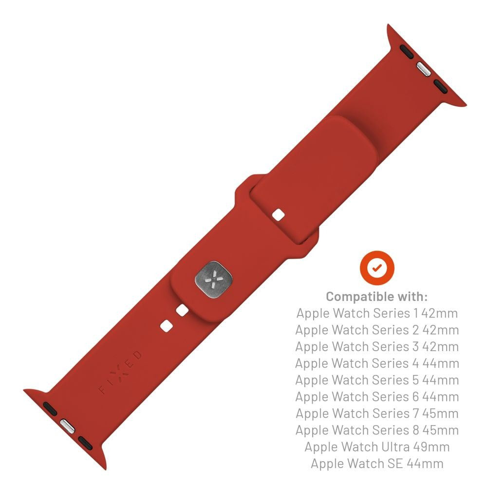 Fixed Apple Watch (42/44/SE/45/46/49mm) Sporty Wide Silikonremset - Röd