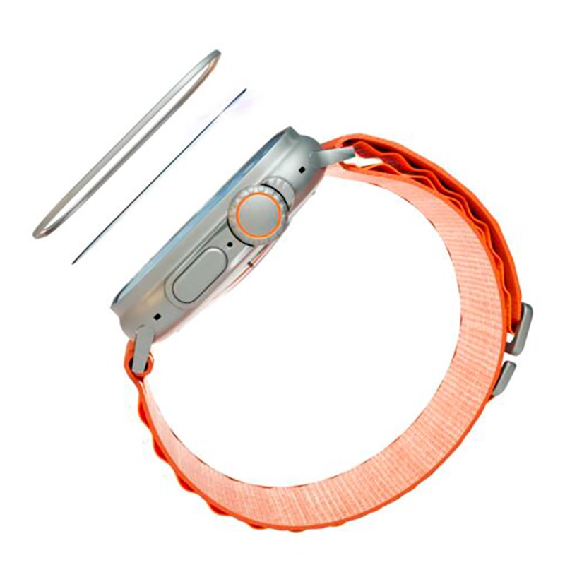 Apple Watch Ultra 4/3/2/1 (49mm) Fixed Safirglas Skärmskydd med Metallram - Genomskinlig