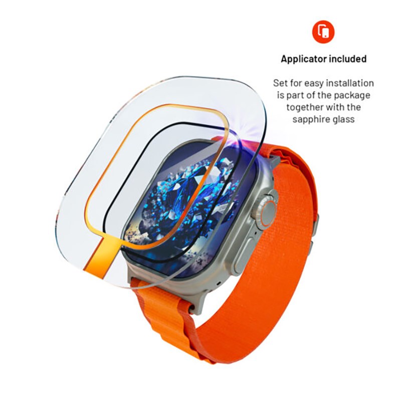 Apple Watch Ultra 4/3/2/1 (49mm) Fixed Safirglas Skärmskydd med Metallram - Genomskinlig