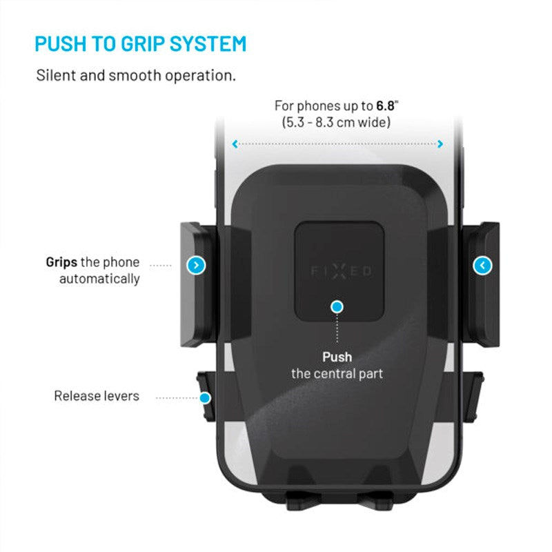 Fixed Iconiq Flex XL (Max Mobilbredd: 5,3 - 8,3 cm) Hållare för Instrumentbräda/ Vindruta – Svart