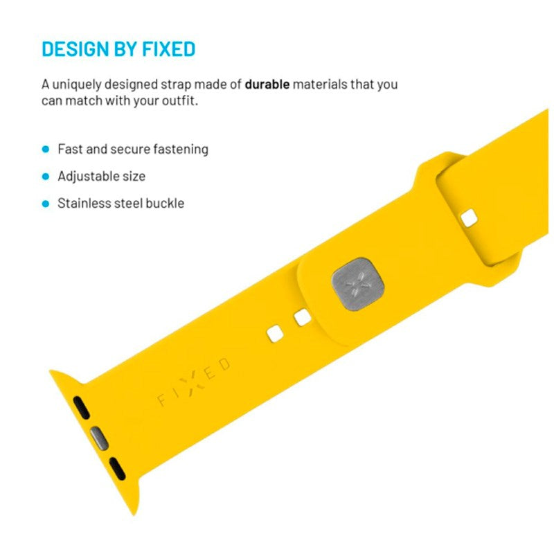 Apple Watch (38 / 40 / SE / 41 / 42mm) Fixed Sporty Silikon Rem Set - Gul