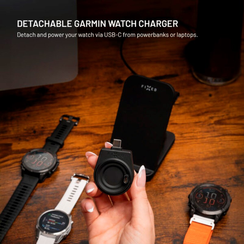 Fixed 3-i-1 Trådlös Laddare för Garmin Smartwatch - Svart