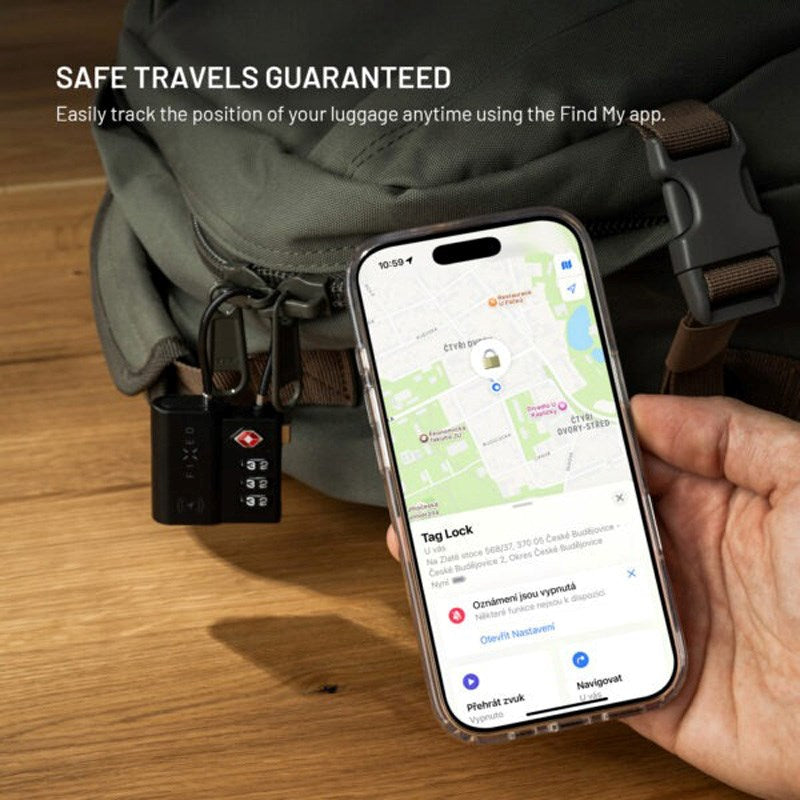Fixed GPS & Bluetooth-Spårare - TSA-Godkänt Hänglås - Apple Find My Kompatibel - Svart