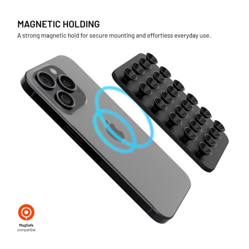 Fixed MagMate Mobilhållare - Silikon Sugkopp - MagSafe Kompatibel - Svart