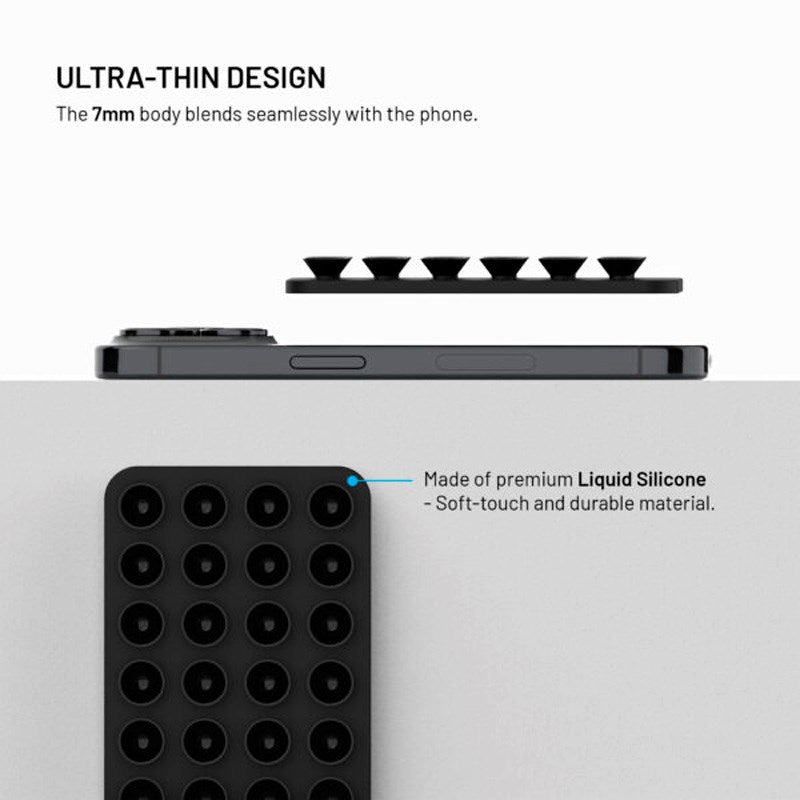 Fixed MagMate Mobilhållare - Silikon Sugkopp - MagSafe Kompatibel - Svart
