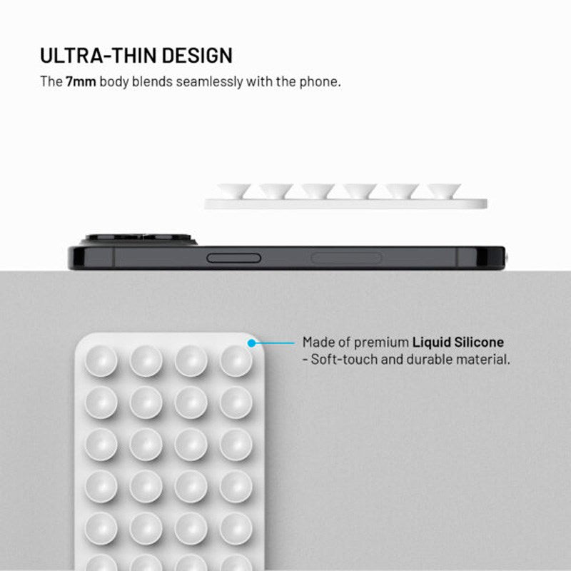 Fixed MagMate Mobilhållare - Silikon Sugkopp - MagSafe Kompatibel - Vit