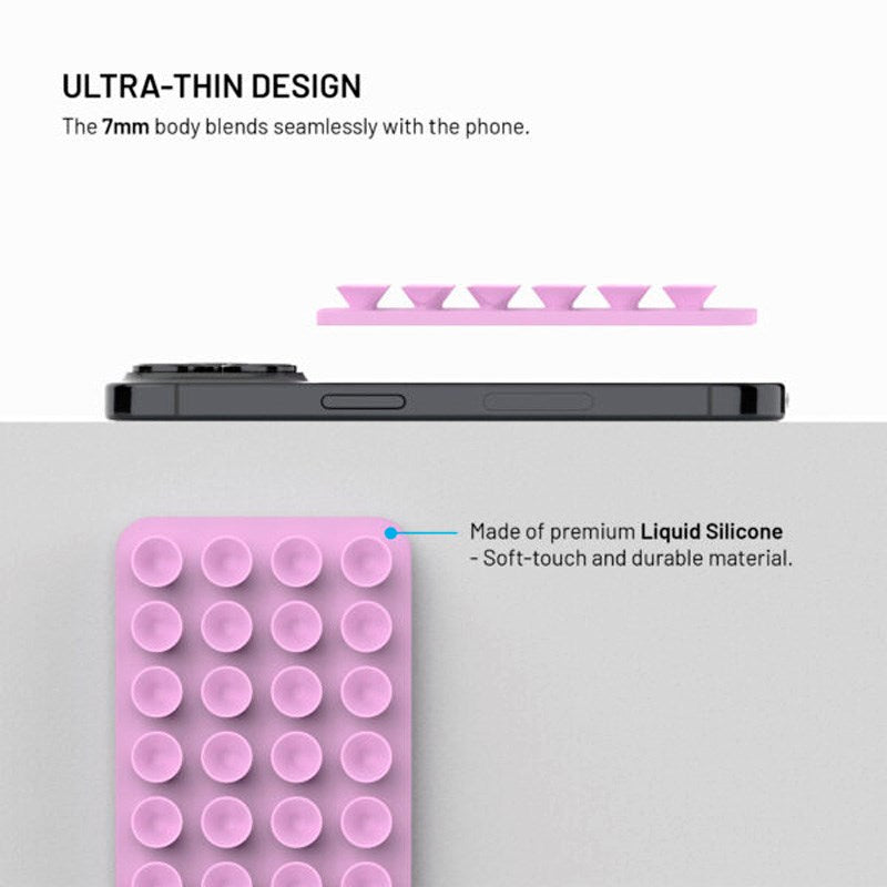 Fixed MagMate Mobilhållare - Silikon Sugkopp - MagSafe Kompatibel - Rosa