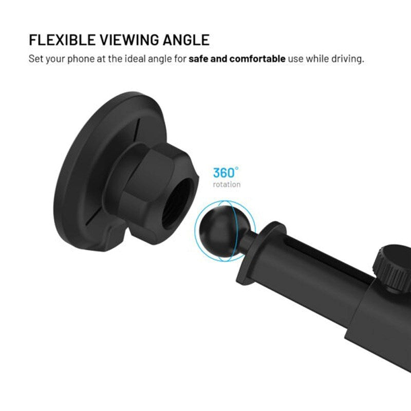 Fixed Mobiltelefonhållare för Bil med 15W Trådlös Laddning - Vindruta / Instrumentbräda - Svart
