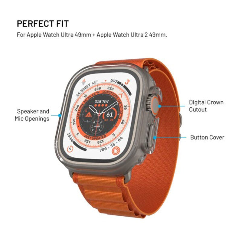 Apple Watch Ultra 3 / 2 / 1 (49 mm) Fixed Fodral med Inbyggt Skärmskydd - Genomskinlig