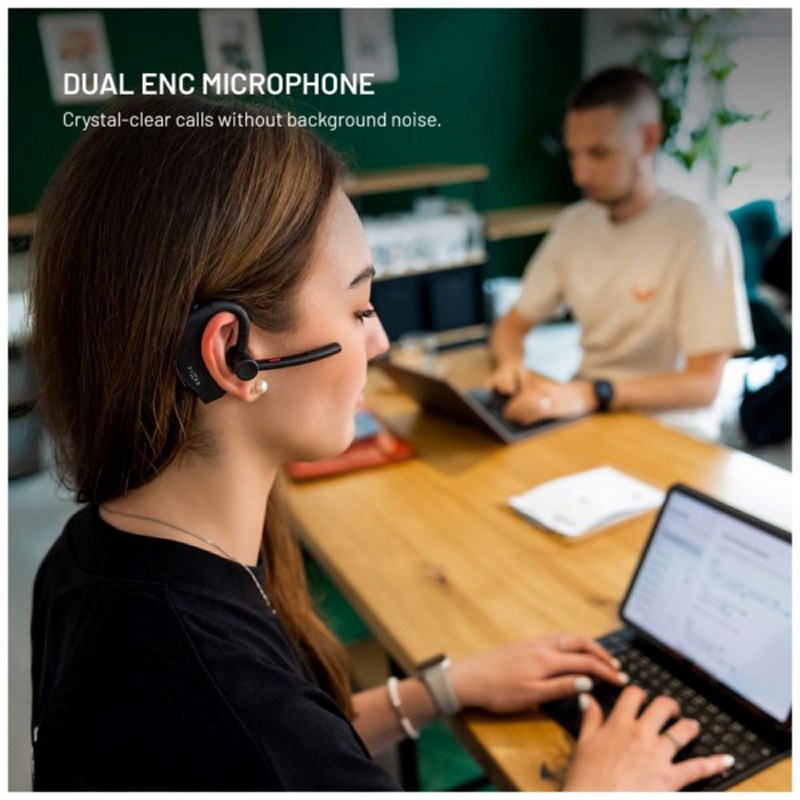 Fixed Talk Pro Wireless Headset med ENC - Open-Ear - Svart
