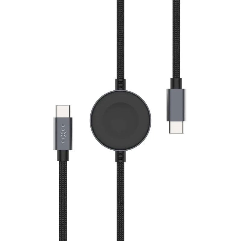 Fixed USB-C Laddkabel för Apple Watch & Samsung Galaxy Watch - 1.5m - Svart