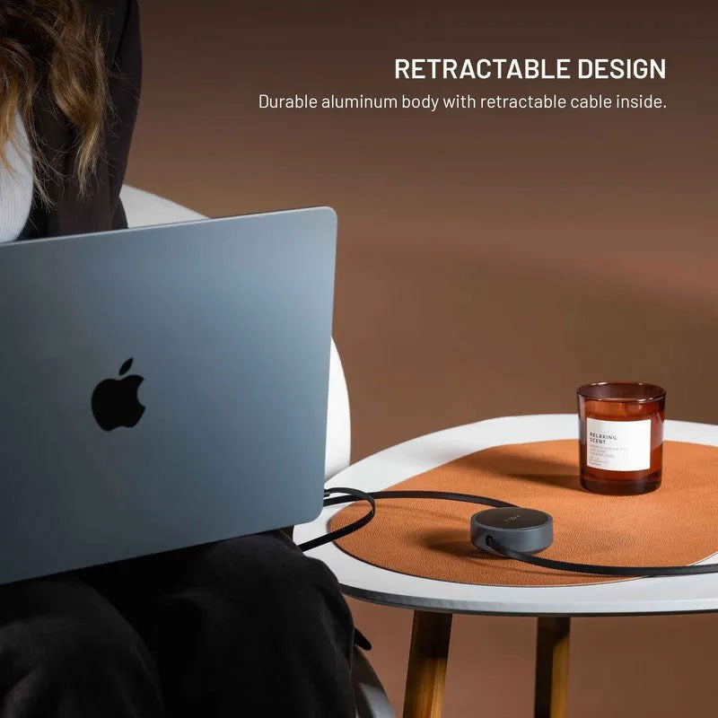 Fixed Utdragbar 100W USB-C till USB-C-Kabel - 1m - Svart