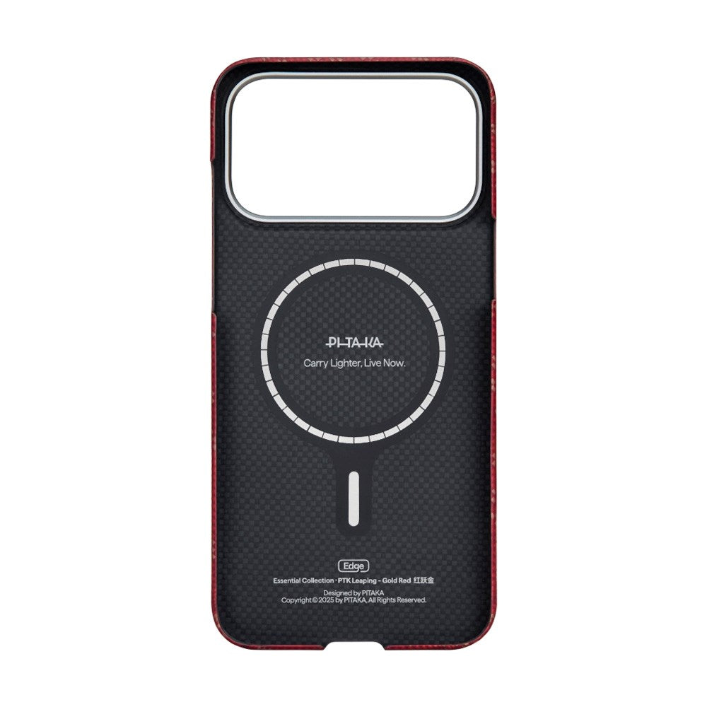 iPhone 17 Pro PITAKA Edge Monogram Skal - MagSafe Kompatibelt - Guld / Röd