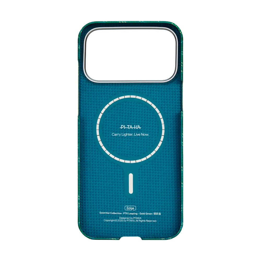iPhone 17 Pro PITAKA Edge Monogram Skal - MagSafe Kompatibelt - Guld / Grön