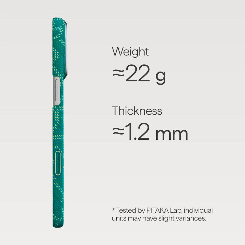 iPhone 17 Pro Max PITAKA Edge Monogram Skal - MagSafe Kompatibelt - Guld / Grön