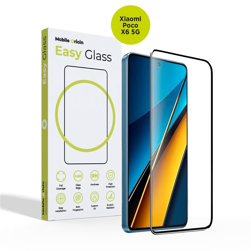 Xiaomi Poco X6 (5G) Mobile Origin EasyGlass Skärmskydd - Genomskinlig / Svart Kant