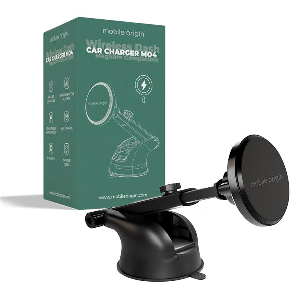 Mobile Origin MO4 Trådlös Mobilladdare för Bil - 15W - MagSafe Kompatibel - Svart