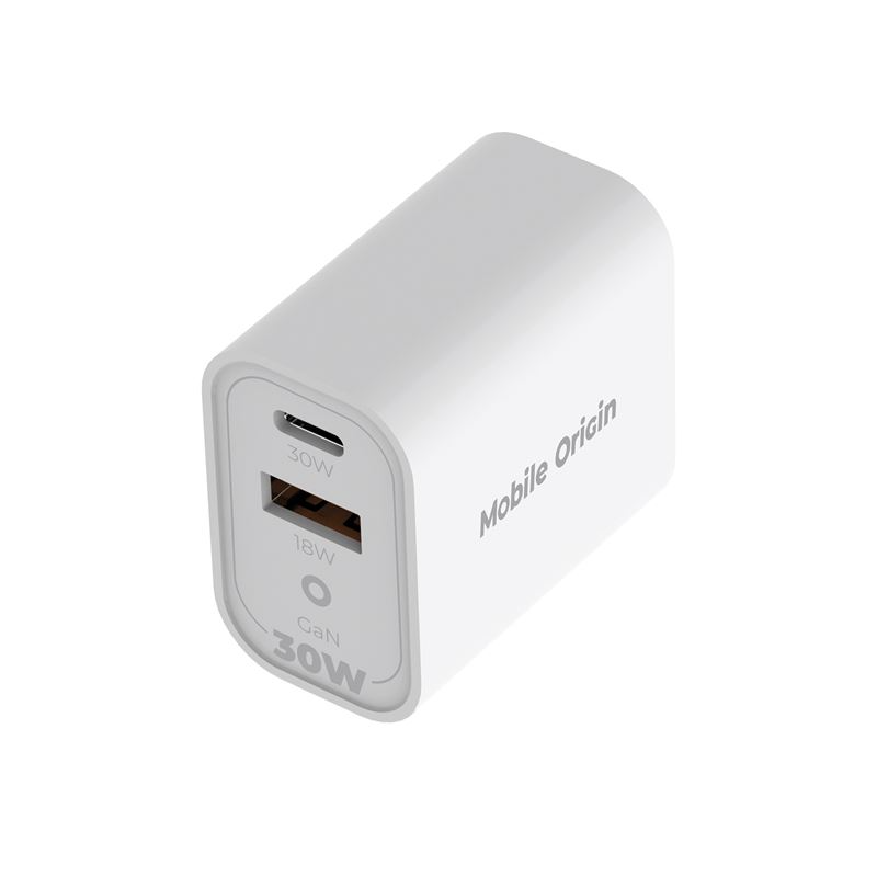 Mobile Origin GaN 30W Reseladdare - EU, USA, UK, AUS - Vit