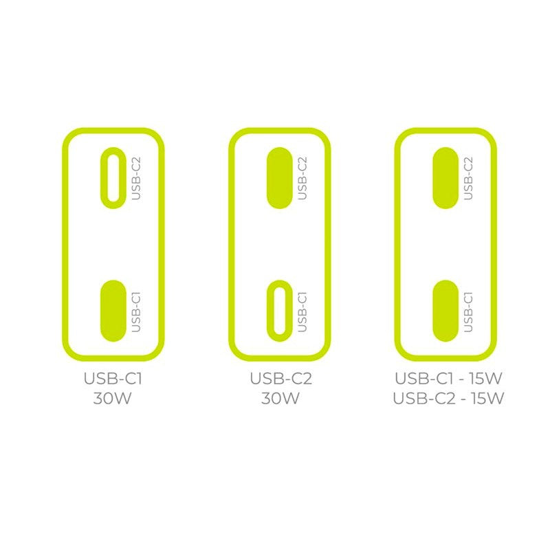 Mobile Origin MO18 30W Slim Väggladdare m. 2x USB-C - Vit