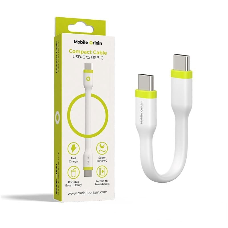Mobile Origin 60W USB-C till USB-C Kabel 10 cm - Vit