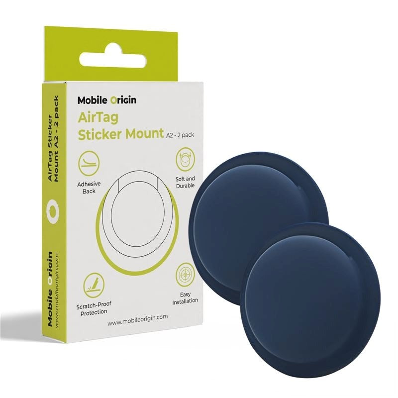 Mobile Origin Silikon AirTag 1. & 2. Gen. Hållare med Självhäftande Baksida - 2 st. - Blå