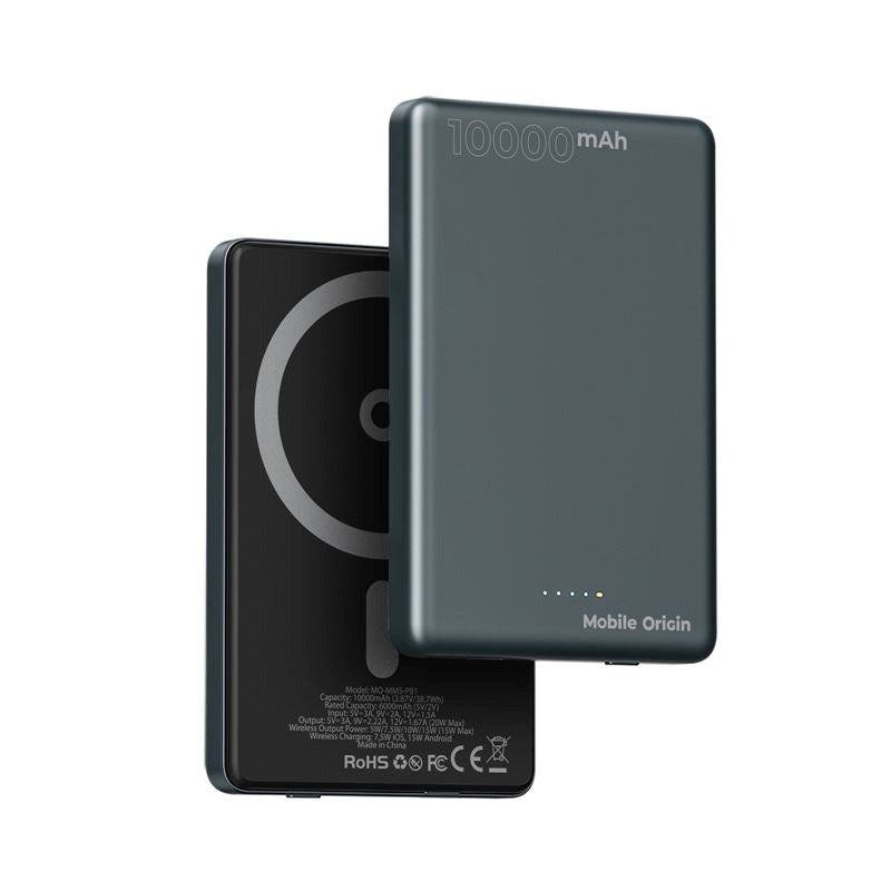 Mobile Origin Slim 10.000mAh Powerbank 20W med USB-C - MagSafe Kompatibel - Grå