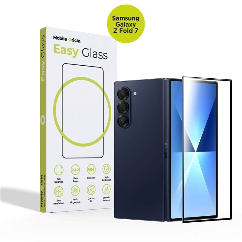 Samsung Galaxy Z Fold7 Mobile Origin EasyGlass Skärmskydd - Genomskinlig / Svart Kant