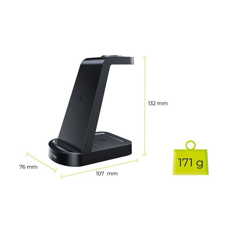 Mobile Origin 3-i-1 Trådlös Laddare - iPhone - Apple Watch - AirPods - MagSafe / Qi Kompatibel - Svart