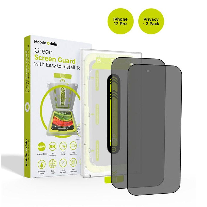 iPhone 17 Pro Mobile Origin Screen Guard Skärmskydd med Monteringslåda - Sekretessfunktion - 2 st. - Genomskinlig