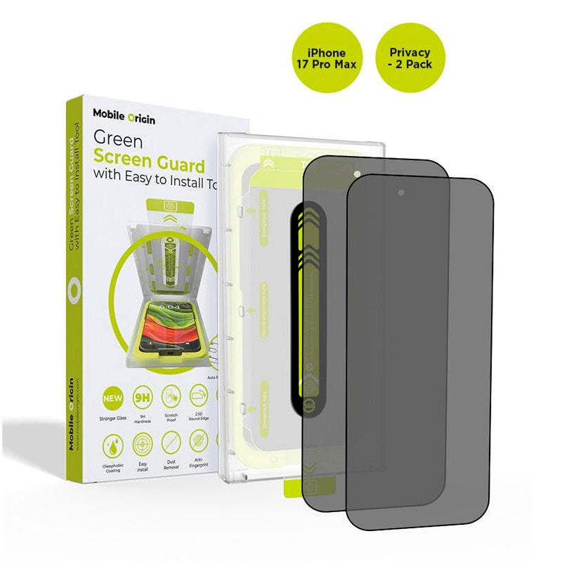 iPhone 17 Pro Max Mobile Origin Screen Guard Skärmskydd med Monteringslåda - Sekretessfunktion - 2 st. - Genomskinlig