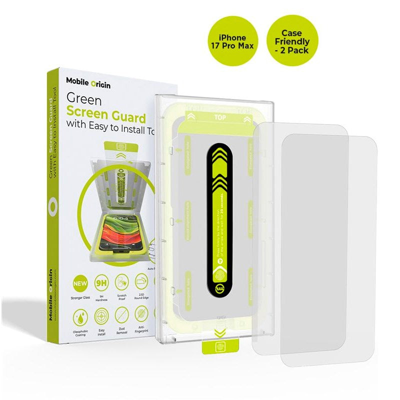 iPhone 17 Pro Max Mobile Origin Skyddsglas inkl. Monteringslåda - Case Friendly - 2 st. - Genomskinlig