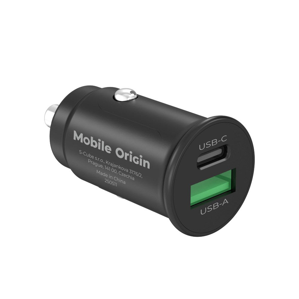 Mobile Origin 30W Bilopladdare m. 1 x USB-A & 1 x USB-C – Svart